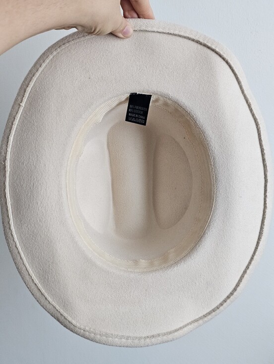 Western Cowboy Hat Cream Ivory Felt Look Concho Band Boho Rancher Festival Hat main image 6